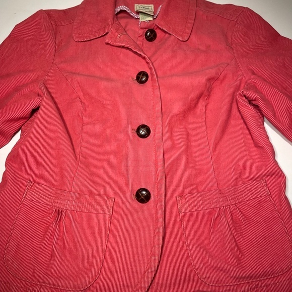 Ladies LL Bean Size 8 Petite Pink Corduroy Button Up Jacket Sleeves Embroidered. - Picture 8 of 10